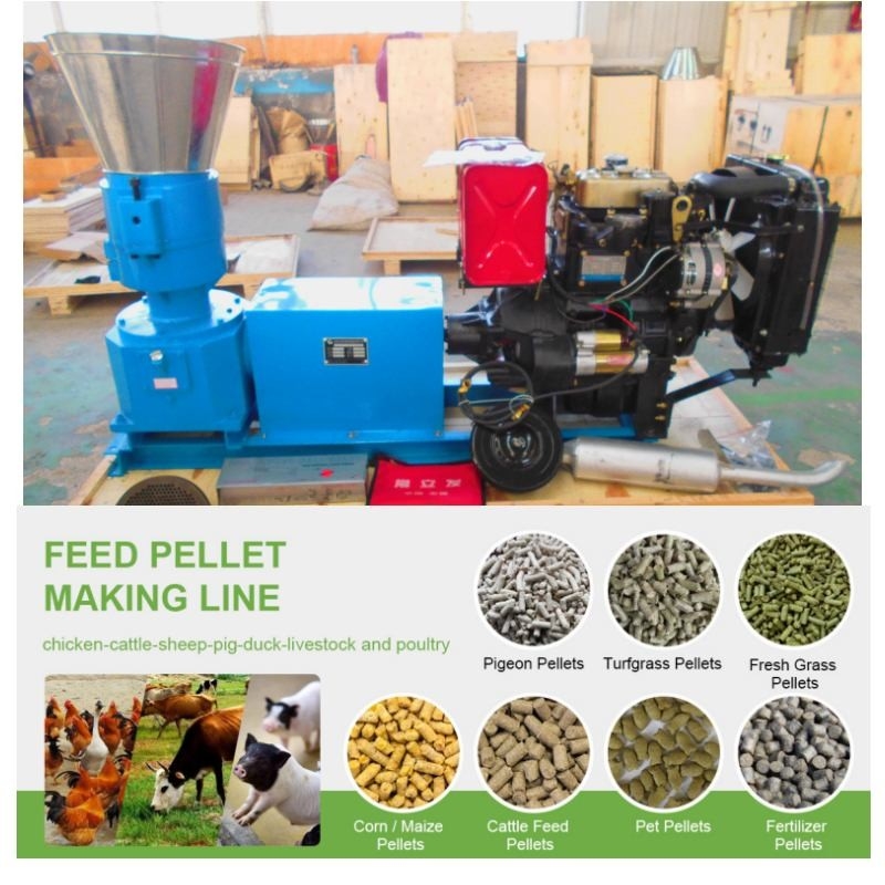 Máy nghiền viên thức ăn 100-1200 Kg / giờ với động cơ điện hoặc động cơ diesel