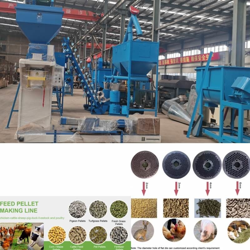 Dây chuyền sản xuất thức ăn viên 2 tấn / giờ cho thức ăn gia cầm