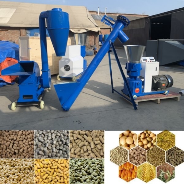 100-1200kg/H Máy tạo viên thức ăn chăn nuôi Máy nghiền viên khuôn phẳng Kích thước viên cuối cùng 1-12mm