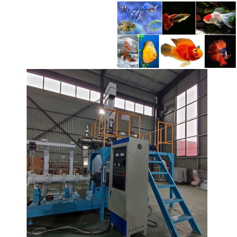 Dây chuyền sản xuất thức ăn cho cá nổi 2000kg / H Máy làm thức ăn cho cá nổi trục vít đôi