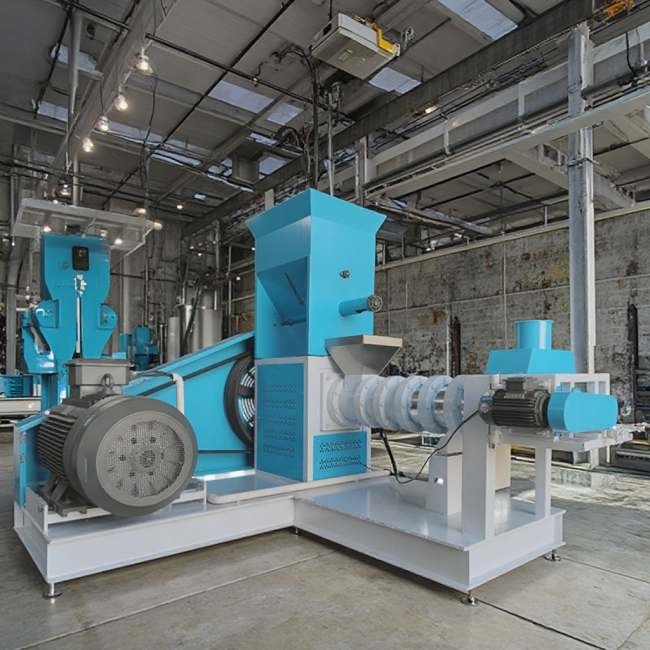 Sản xuất thức ăn tôm loại khô Extruder thức ăn cá với thép không gỉ và thép carbon