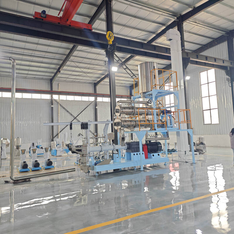Multifunctional Single Twin Screw Feed Extrusion Line 500kg/h-10t/h For Fish Feed And Pet Food Production