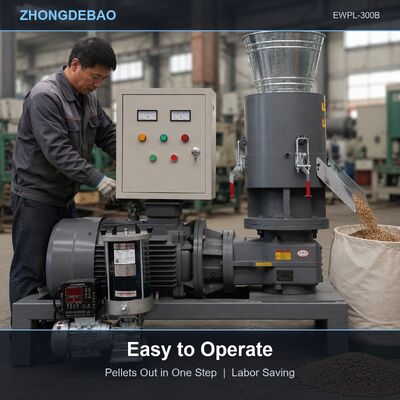 Máy ép viên gỗ khuôn phẳng nhỏ gọn, máy làm viên mùn cưa gia đình cho nhiên liệu tự làm với động cơ điện và thiết kế đơn giản